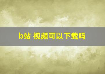 b站 视频可以下载吗